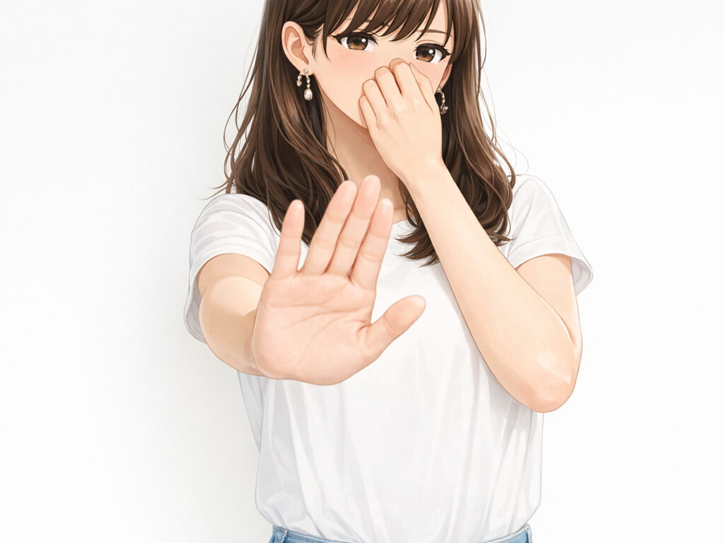 加齢臭 鼻をつまむ女性