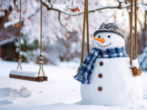 大寒の厳しい寒さを感じる雪景色と雪だるまのイメージ